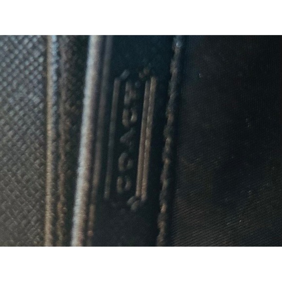 Coach Signature Monogram Zip Around Wallet Black Tan Canvas Leather Wristlet - Picture 9 of 9